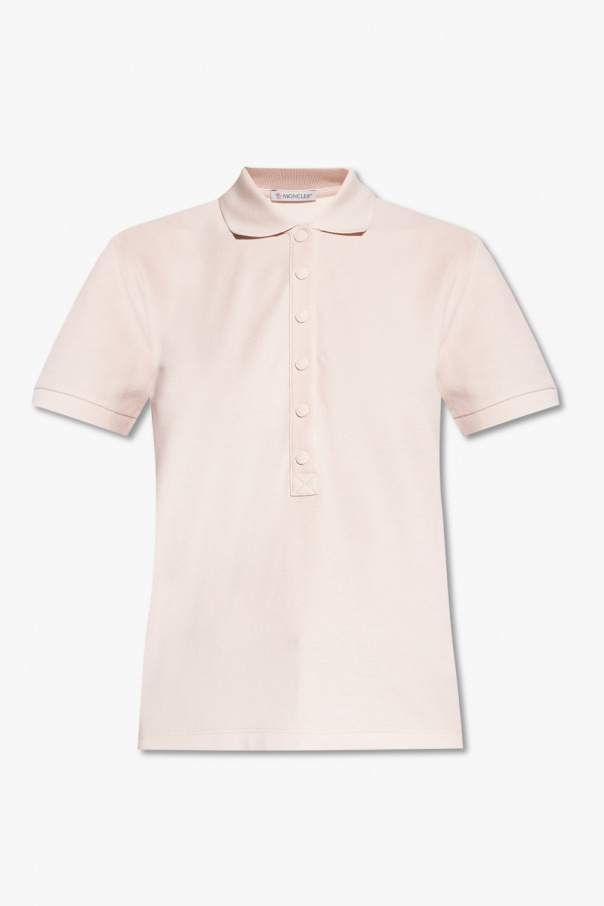 Moncler Kids Baby embroidered polo marr shirt Rosa