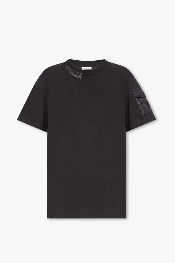 Moncler Dolce & Gabbana patchwork asymmetric-hem shirt