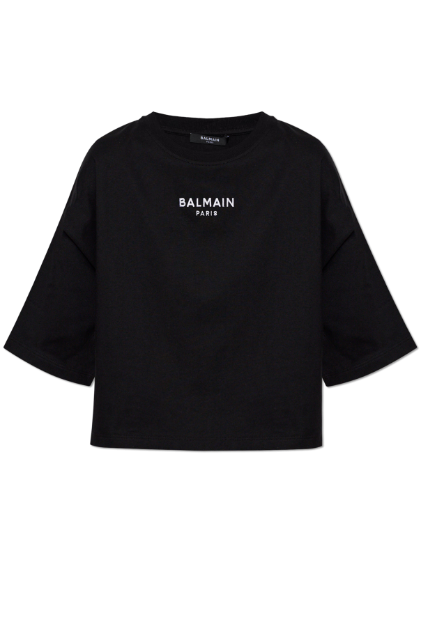 Short t-shirt with embroidered logo od Balmain