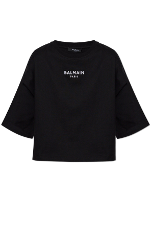 Kurzes T-Shirt mit aufgesticktem Logo