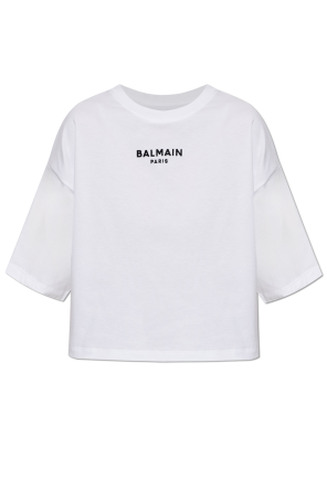 Kurzes T-Shirt mit aufgesticktem Logo
