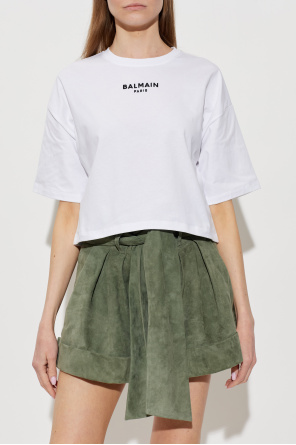 Balmain Cropped t-shirt with embroidered logo