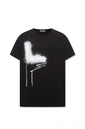 logo print T-shirt Marrone