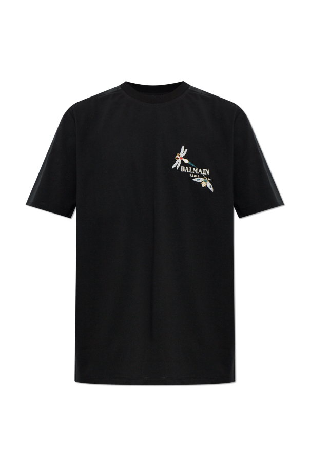T-shirt with colorful embroidery od Balmain