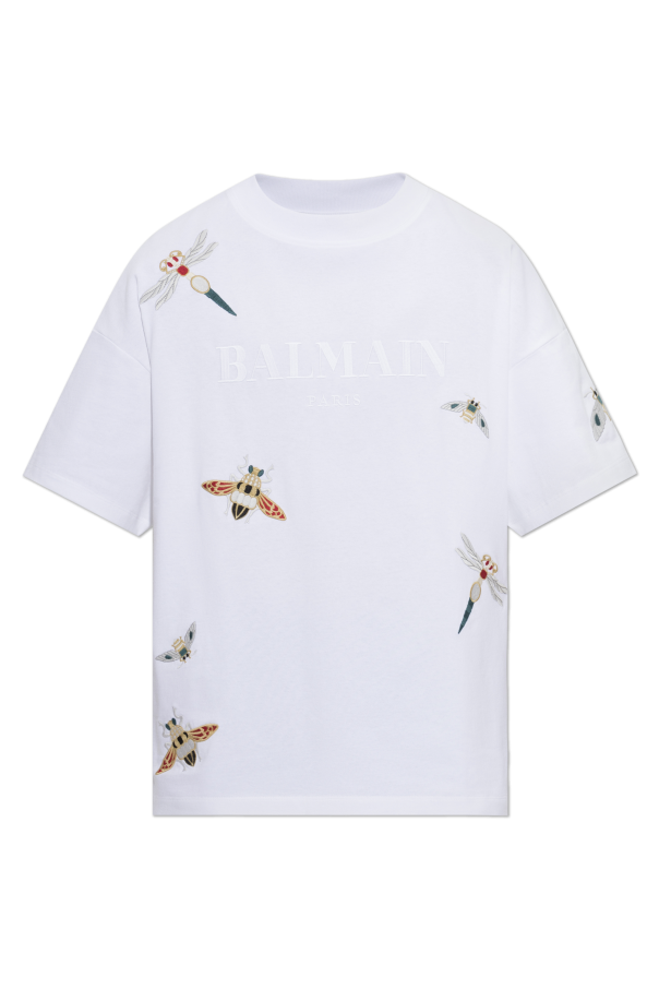 T-shirt with colorful embroidery od Balmain