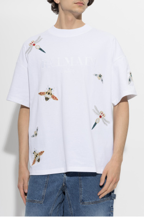Balmain T-shirt z kolorowym haftem