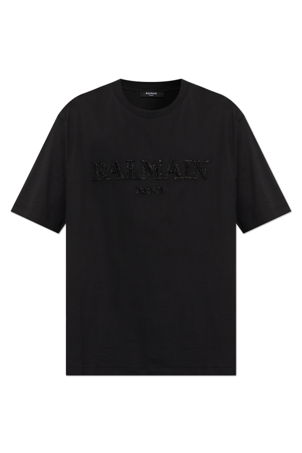 T-shirt with shimmering crystals od Balmain