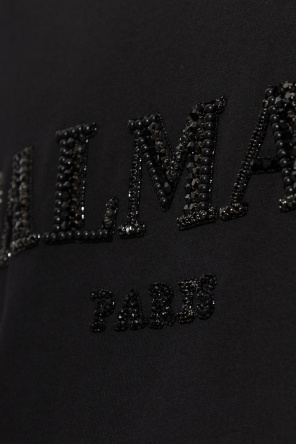 Balmain T-shirt z połyskującym kryształami