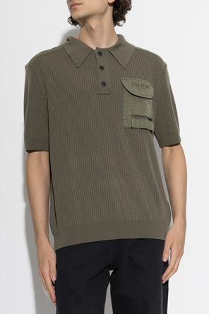 Balmain Wełniany sweter z kieszenią