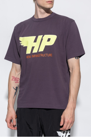 Heron Preston Schott Sort T-shirt med rund hals og print på brystet