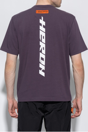 Heron Preston Schott Sort T-shirt med rund hals og print på brystet