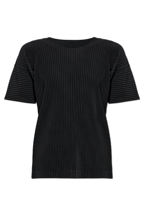 Camiseta plisada con cuello redondo