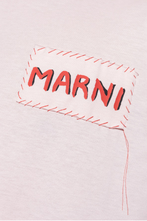 Marni Marni Womans White Cotton T-shirt With Floral Logo Print