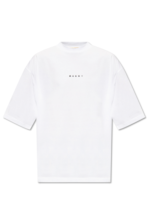 Marni logo-embroidered cotton shirt - Grey