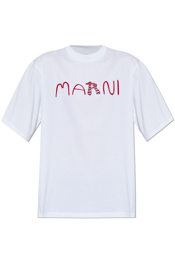 T-shirt with a logo and velvet finish od Marni