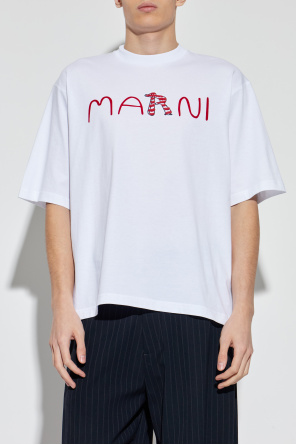 Marni Camiseta con logo y acabado aterciopelado