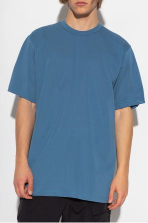 Y-3 Yohji Yamamoto Native Youth Niebieski T-shirt amp z efektem sprania