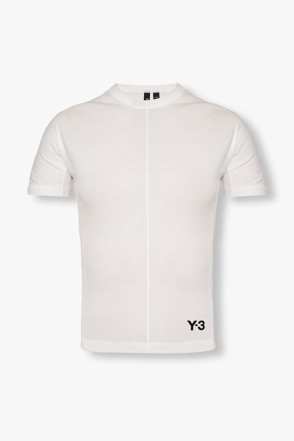 Y-3 Yohji Yamamoto Tommy Hilfiger icon logo short sleeve slim fit travel oxford shirt in white