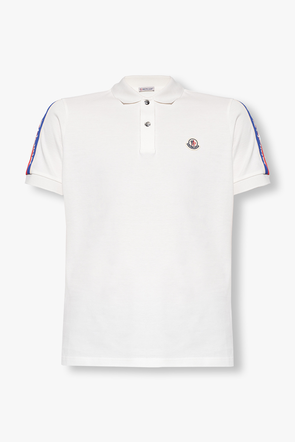 Moncler polo John Ralph Lauren Terry poloshirt met Bretonse streep en spelerslogo in marineblauw en wit