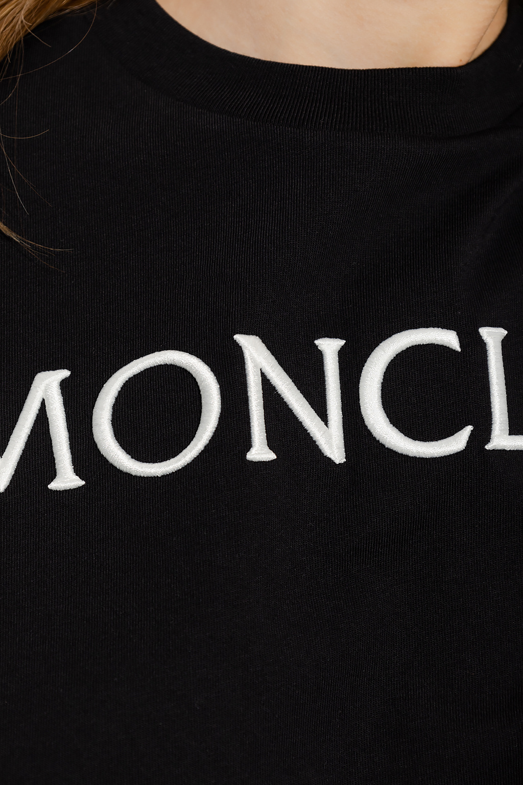 Moncler ribbad t-shirt med fyrkantig halsringning