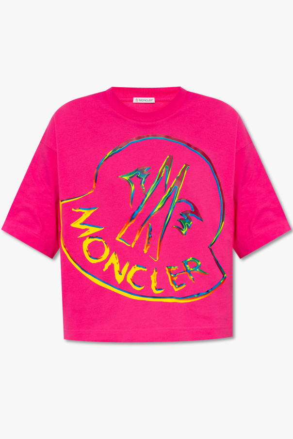Moncler Unisex Sort t-shirt med logo og figurprint
