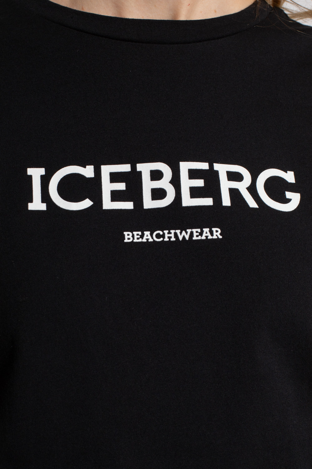 Iceberg Siksilk jacquard check quarter zip sweatshirt in navy