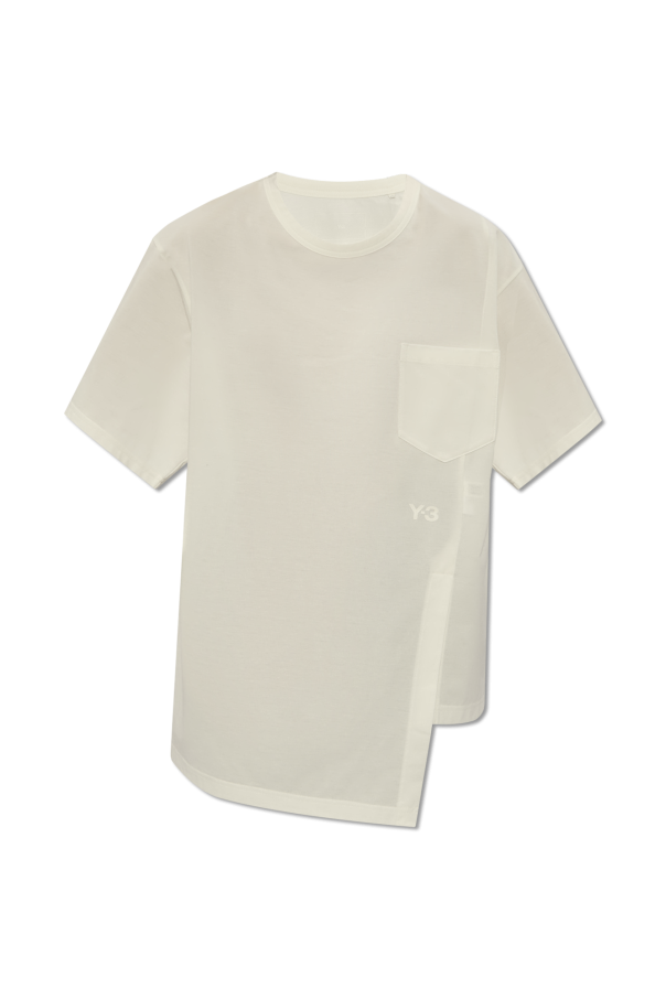 Y-3 Yohji Yamamoto Asymetryczny t-shirt z logo