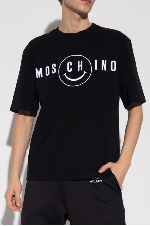 Moschino Cotton hoodie with front logo embroidery