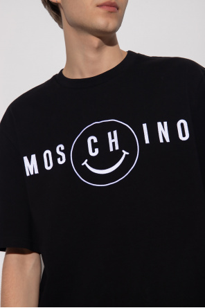 Moschino Cotton hoodie with front logo embroidery
