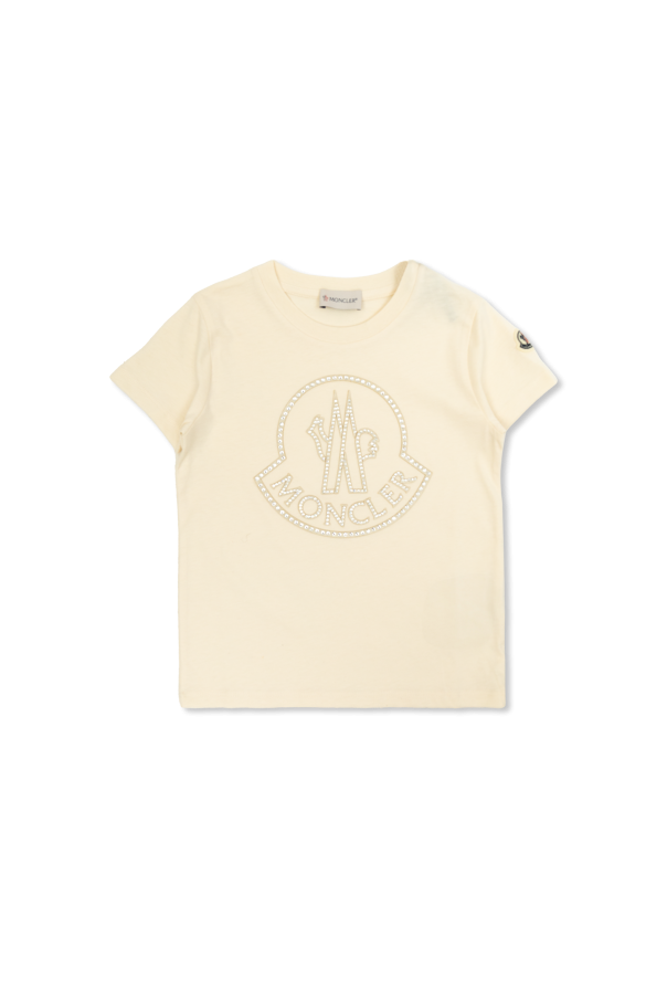 Moncler Enfant T-shirt with logo finished with shimmering crystals