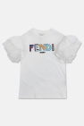 Pink stretch cotton from FENDI KIDS featuring round neck and long sleeves