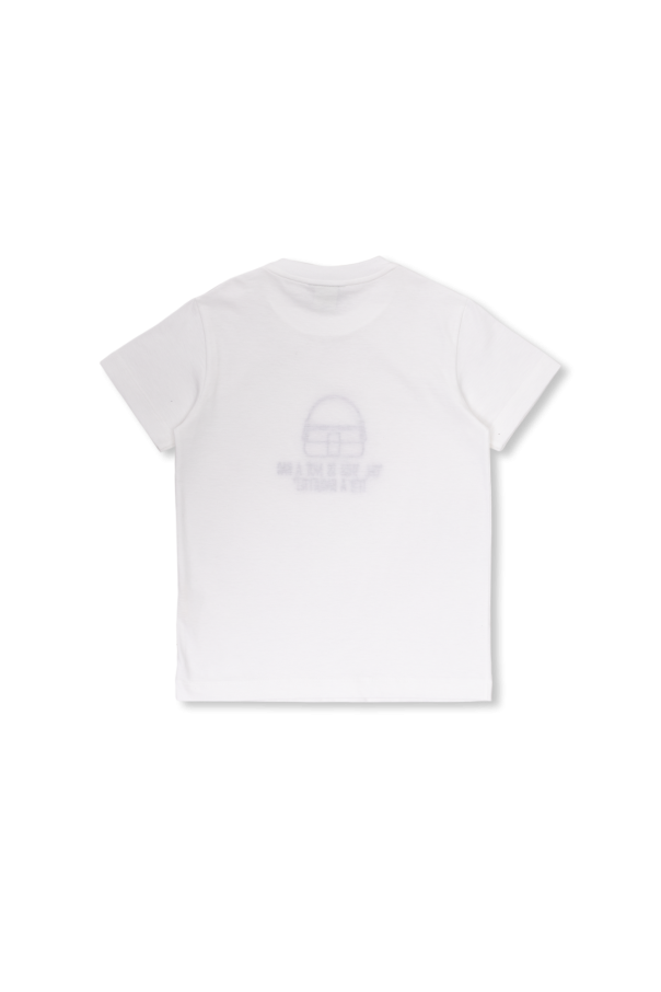fendi logo-print Kids T-shirt with logo