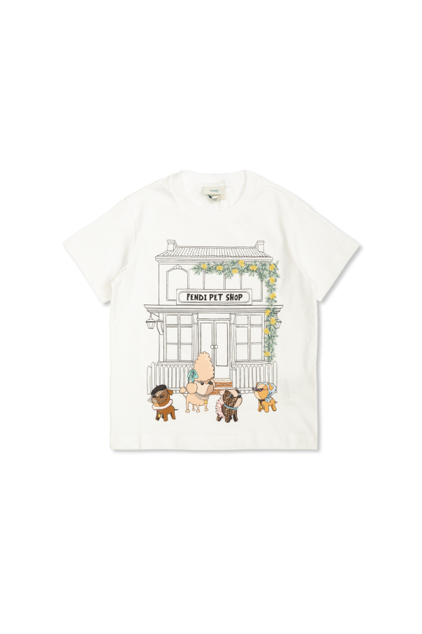 Cotton T-shirt with print od Fendi Kids