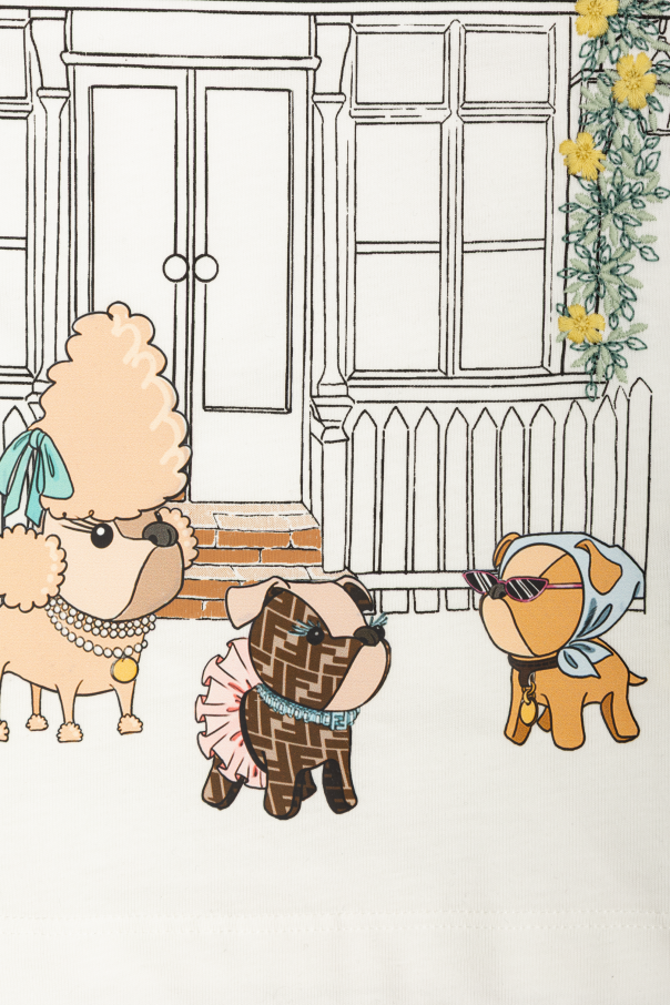 Fendi Kids T-shirt de algodão com estampado