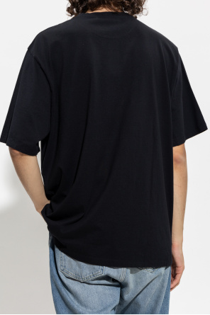 Maison Kitsuné T-Shirt mit Logo auf der Brust und Streifen an den Ärmeln