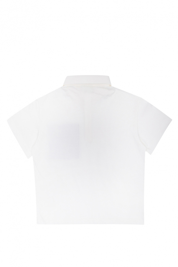Fendi Kids Cotton Polo Shirt With Curved Logo