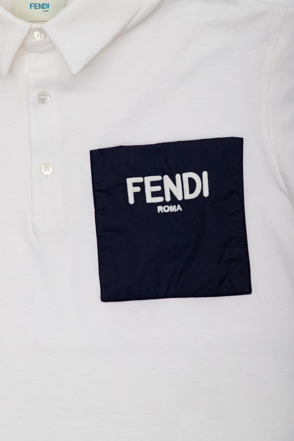 Fendi Kids Cotton Polo Shirt With Curved Logo