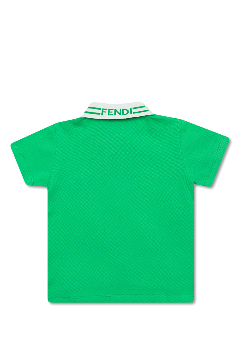 Fendi Kids rib polo with branded collar in blue