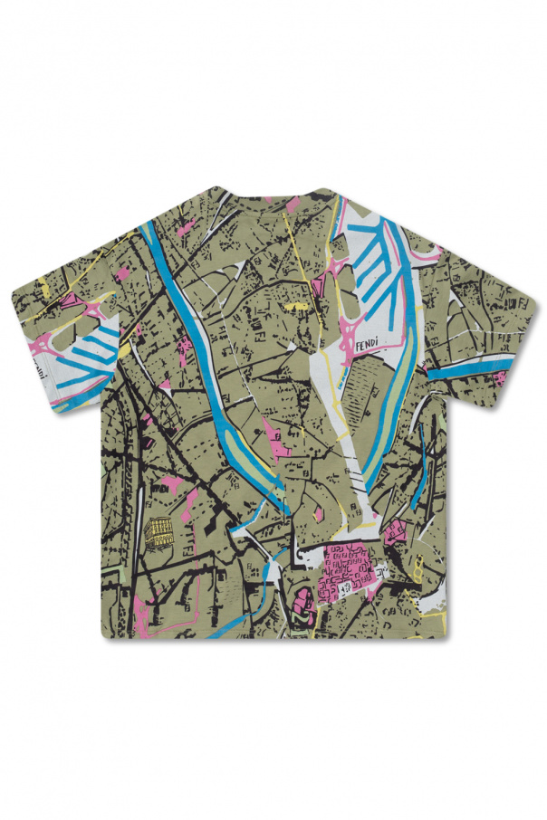 Fendi Kids T-shirt z wzorem ‘Fendi Map’