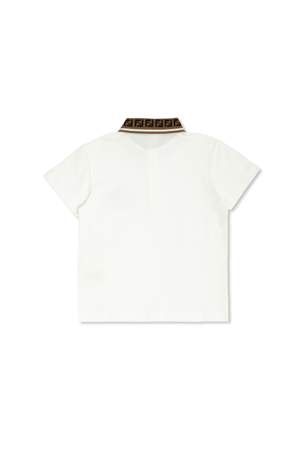 Fendi Kids Cotton polo with logo patch