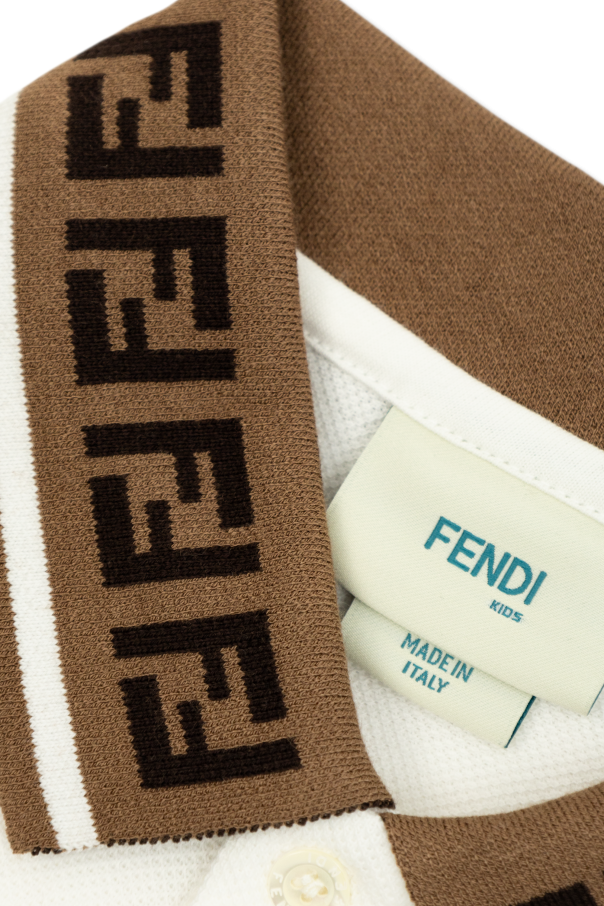 Fendi Kids Cotton polo with logo patch