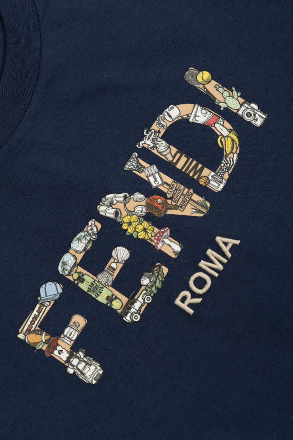 Fendi Kids T-shirt with a colourful printed logo