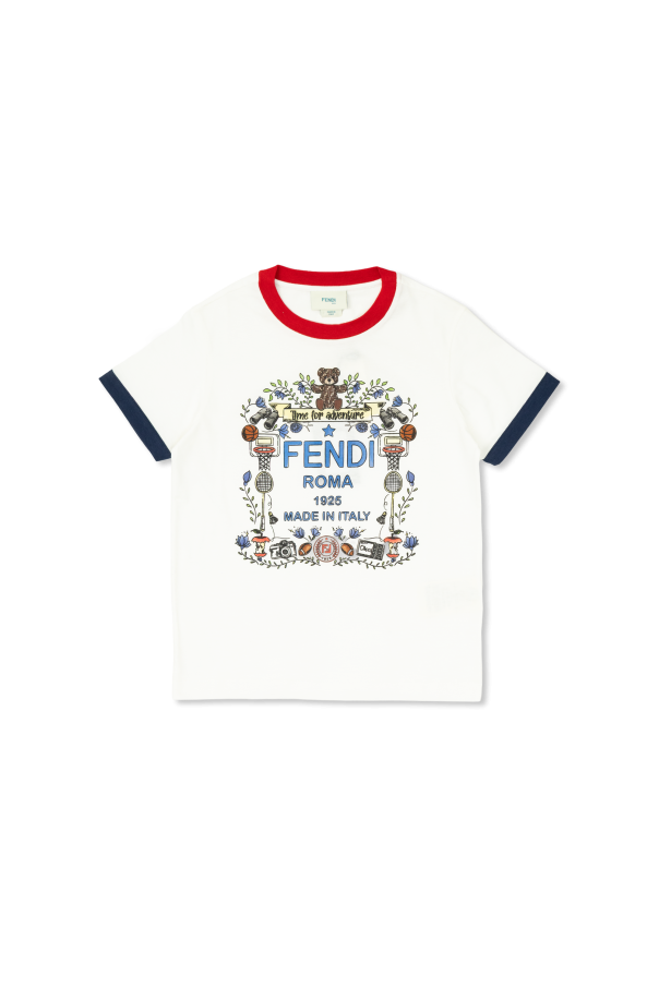 T-shirt with a colorful print od Fendi Kids
