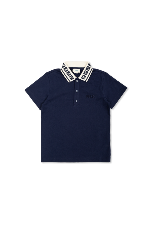 Cotton polo shirt with embroidered logo od Fendi Kids