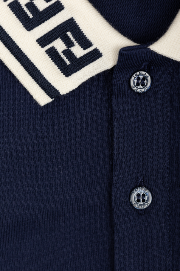 Fendi Kids Pólo de algodão com logótipo bordado