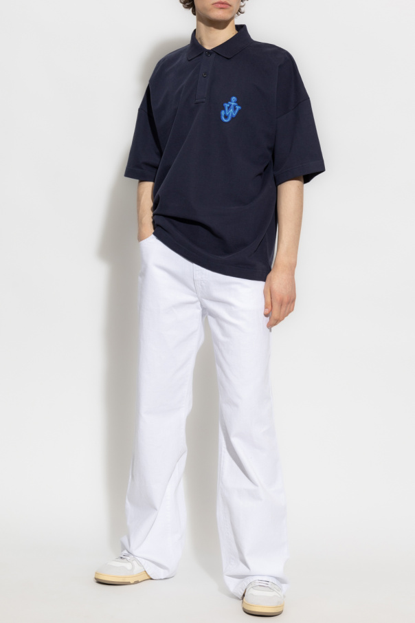 JW Anderson hackett blue embroidered logo polo shirt