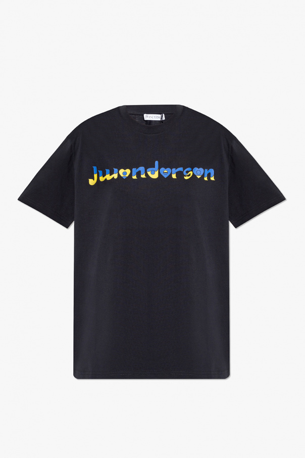 JW Anderson Bershka Gul cropped t-shirt med marguritprint og knaplukning