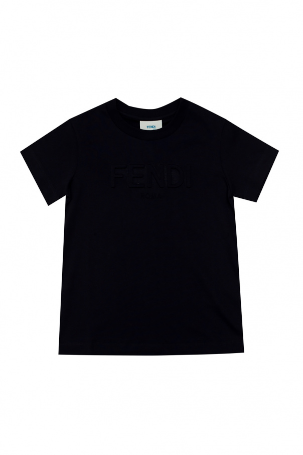 fendi panelled Kids T-shirt with logo