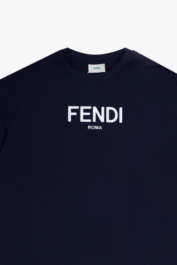 Fendi Kids White black calf leather from FENDI featuring FF-logo print