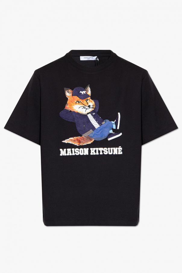 Maison Kitsuné Ron Dorff Schmales T-Shirt Schwarz